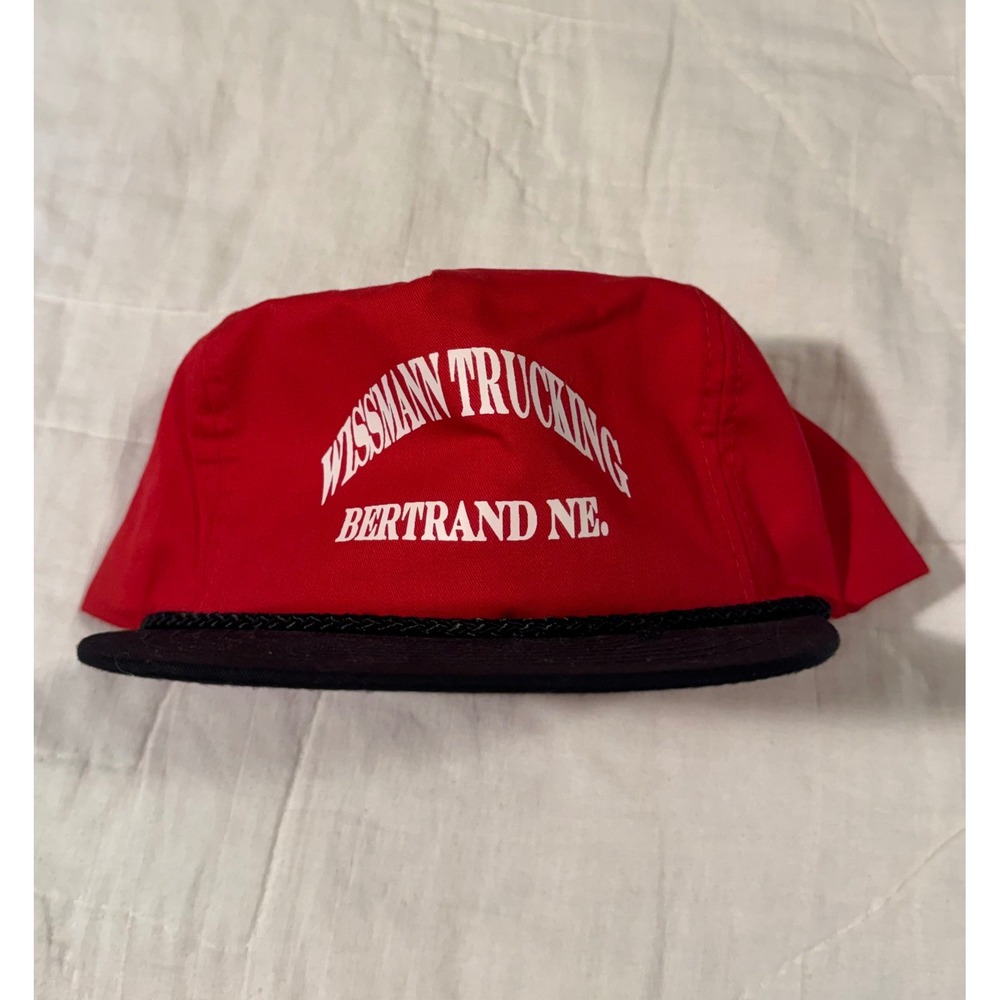 Vintage Wissmann Trucking Bertrand NE Snapback Hat Red Black Rope Nissin Cap